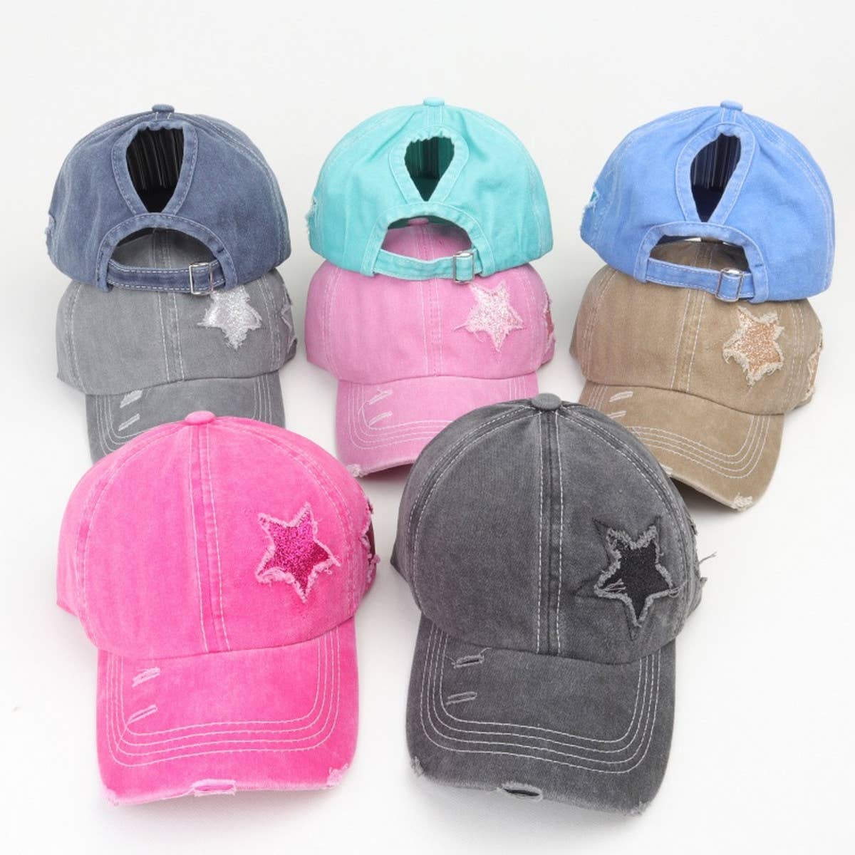 Women's Star Sequin Baseball Cap,  Sun Hat CWAH1126