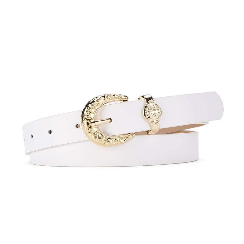 About pin buckle solid color belt ladies