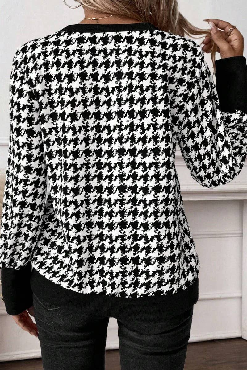 CWTBLL3482_V-NECK PRINTED LONG-SLEEVED T-SHIRT TOP