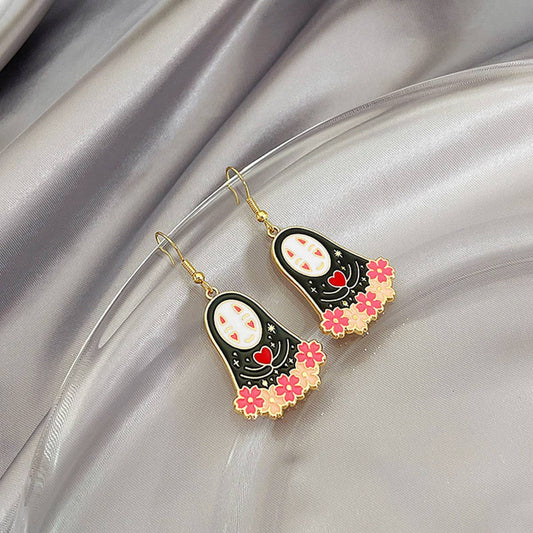 CARTOON FUNNY SEA URCHIN GHOST EARRINGS_CWAJE1846