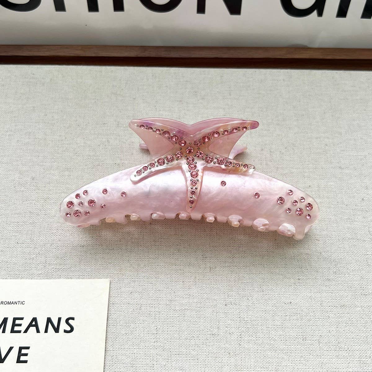Rhinestone Starfish Hair Claw, Sweet Acetate Clip