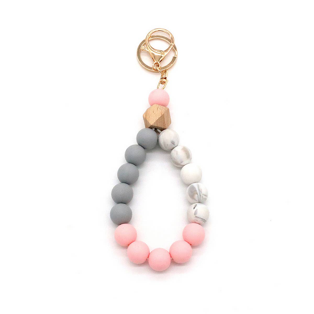 COLORFUL SILICONE BEAD BRACELET KEYCHAIN