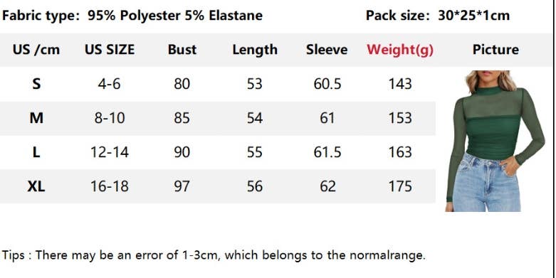 CWTBLL3695_HALF TURTLENECK SEE-THROUGH LONG SLEEVE MESH TOP