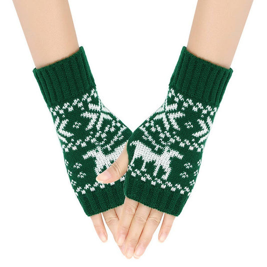 CWAG00536_WINTER CHRISTMAS REINDEER HALF FINGER GLOVES