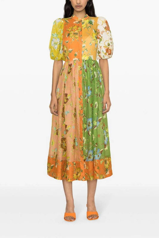 CWDMD5743_NEW SUMMER FLORAL PRINT PUFF SLEEVE DRESS