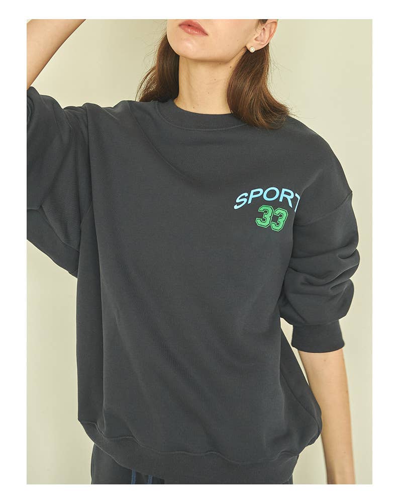 Casual sweatshirt shorts printed sportswear set