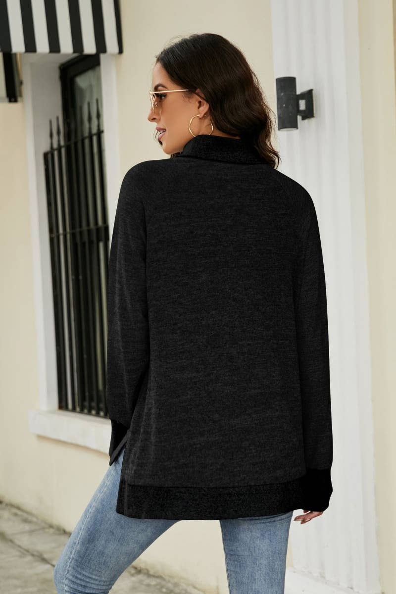 CWTBLL2857_LOOSE WINTER TOP WITH HIGH NECK LONG SLEEVES