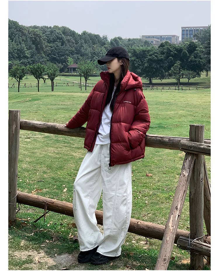 Add velvet and thick short cotton-padded jacket