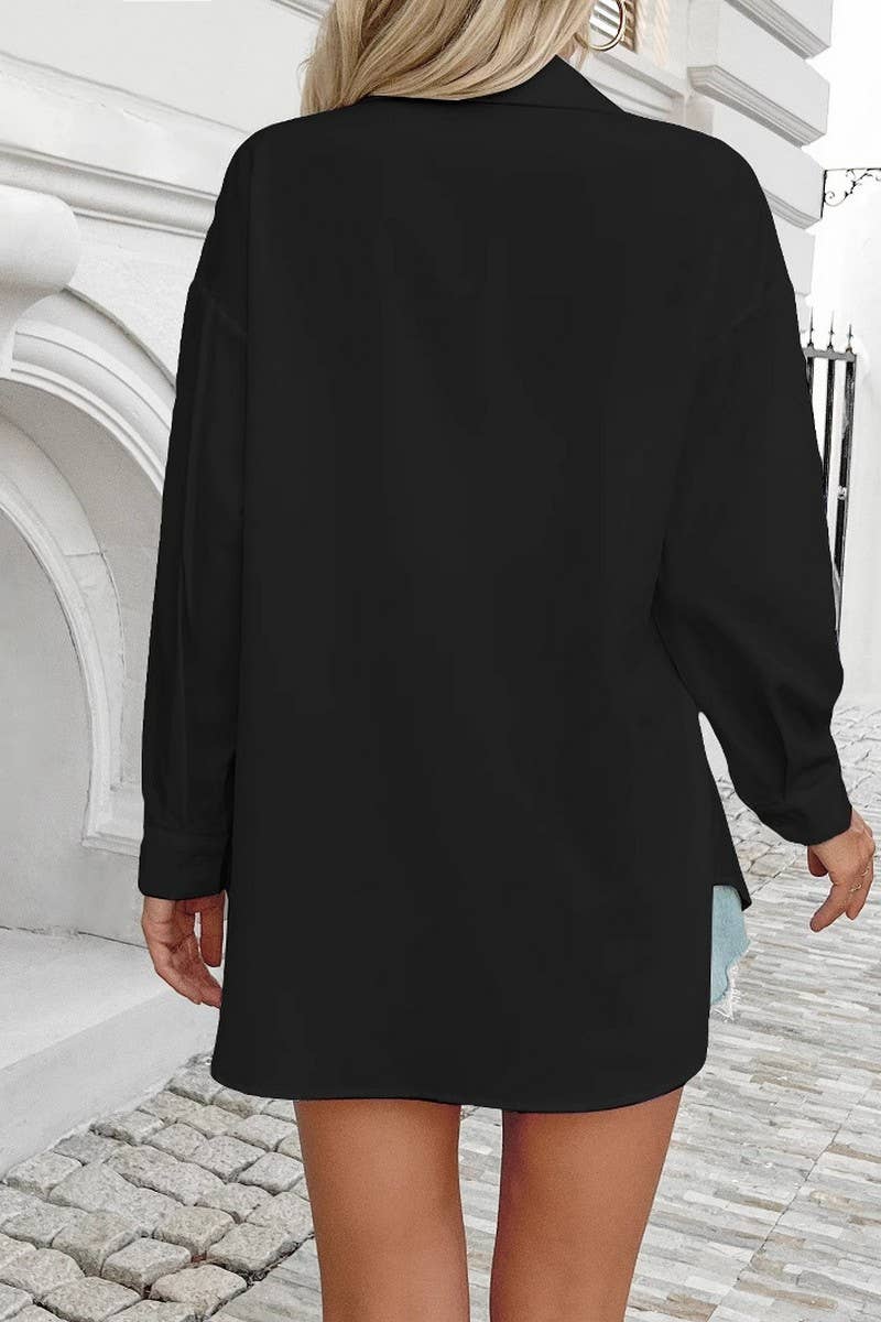 CWTBLL3876_FASHION LOOSE LONG SLEEVE CARDIGAN SHIRT