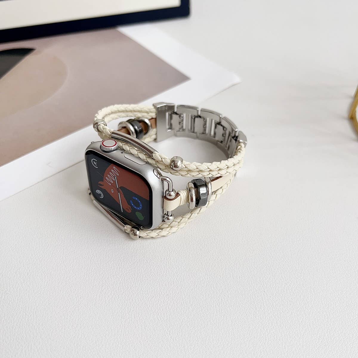 BOHEMIAN STYLE IWATCH9 GENUINE LEATHER WOVEN STRAP_CWWW0067