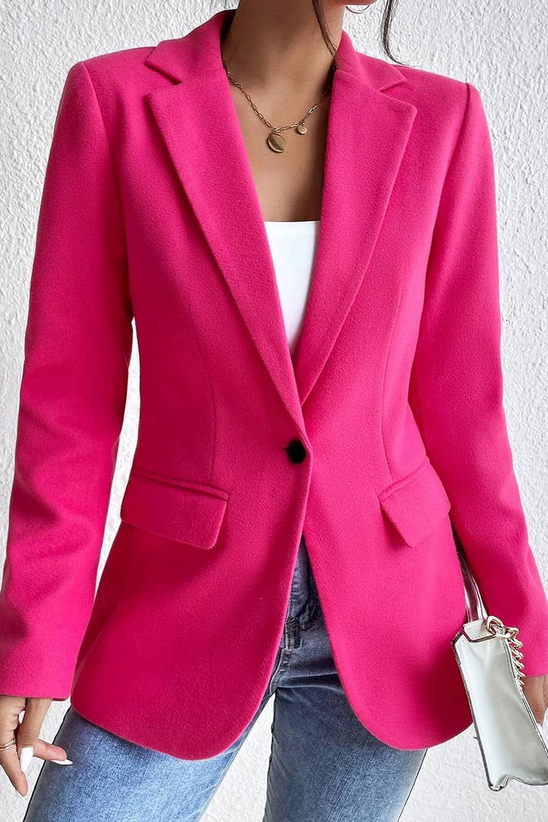 CWOCO00232_SOLID COLOR LAPEL SLIM-FIT TWEED SUIT JACKET