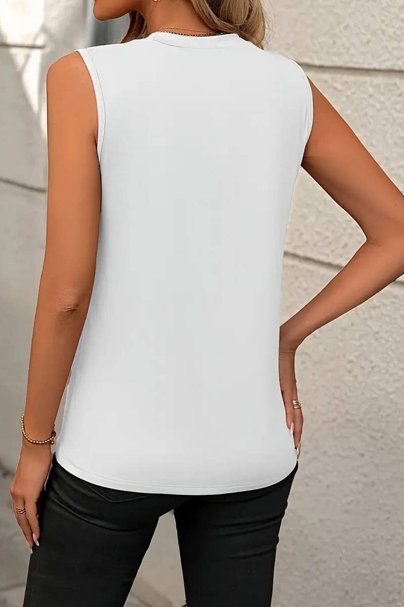 CWTTS1296_ROUND NECK SLEEVELESS LOOSE FIT T-SHIRT TOP