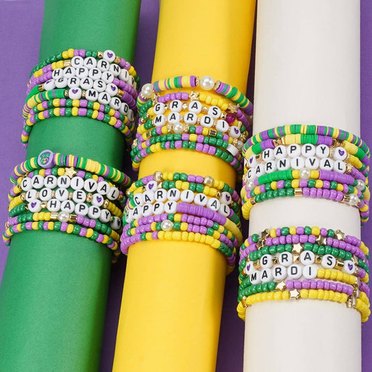 CWAJE05696_MARDI GRAS CARNIVAL HEART BEADED PARTY BRACELET