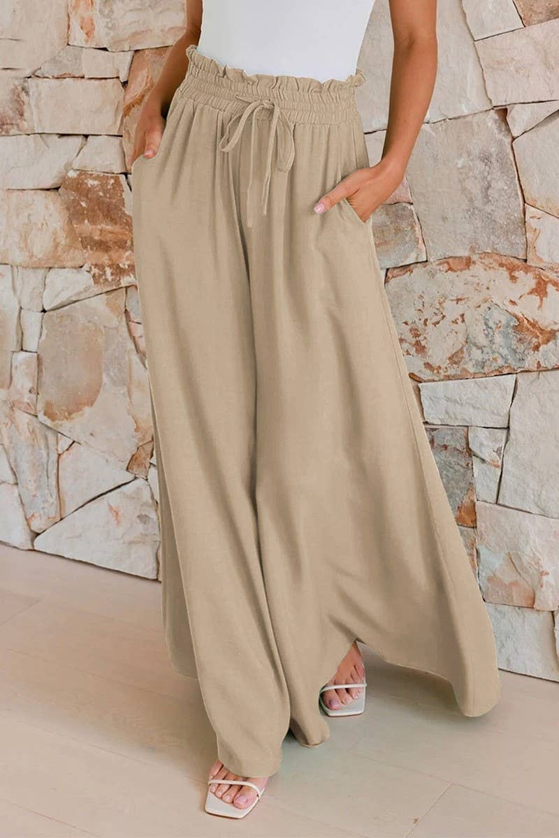 CWBLP2063_SUMMER COMMUTER STYLE LOOSE DRAPE PANTS