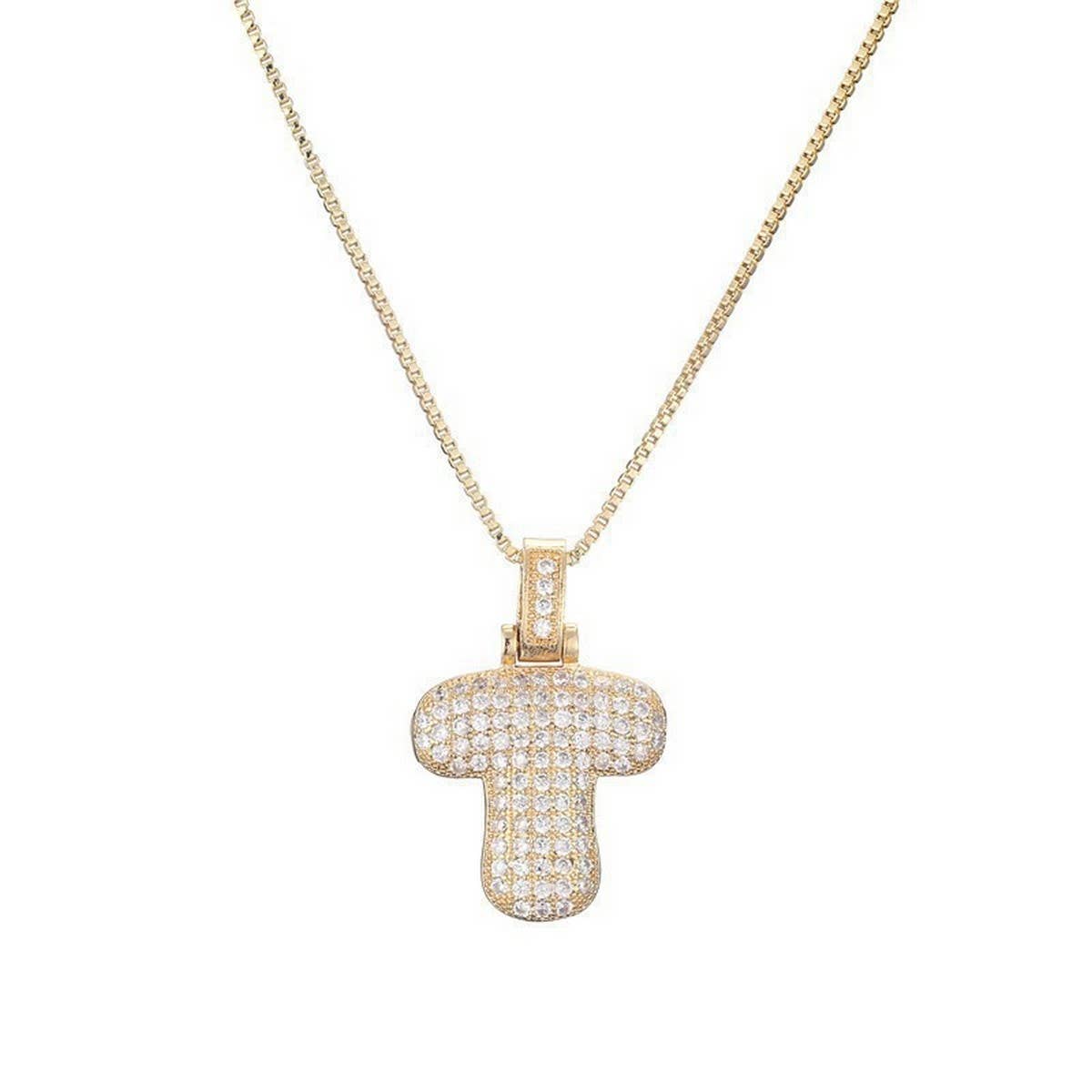 Copper Zirconia 26 Letters Pendant Necklace