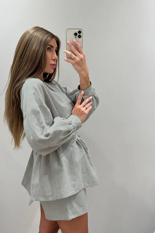 CWSPJ0282_THREE-QUARTER SLEEVE SHORTS PAJAMA SET