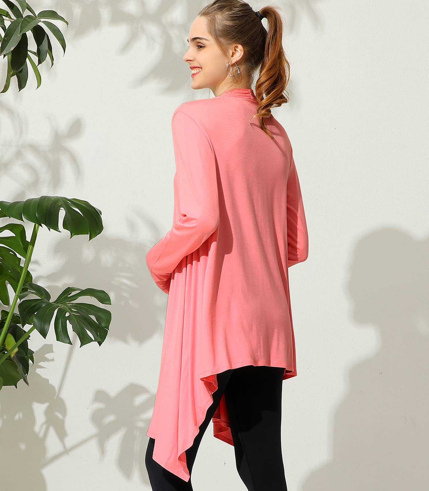 AWTL073_Long Sleeve Casual Open Front Long Cardigan