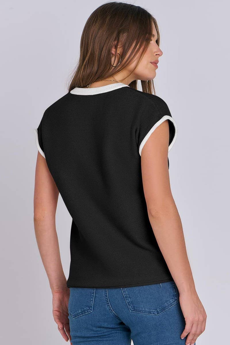 CWOSWS0122_CREW NECK CASUAL STRIPED CONTRAST KNIT TOP