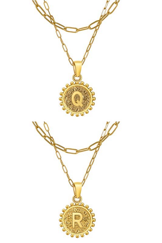 DOUBLE CHAIN INITIALS PENDANT NECKLACE