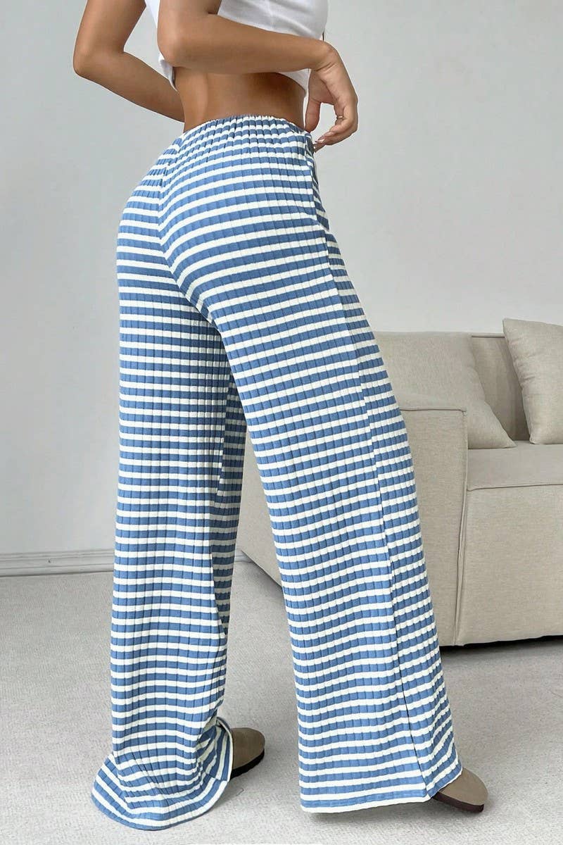 CWBLP1370_STRIPED ELASTIC DRAWSTRING STRAIGHT LEG PANTS