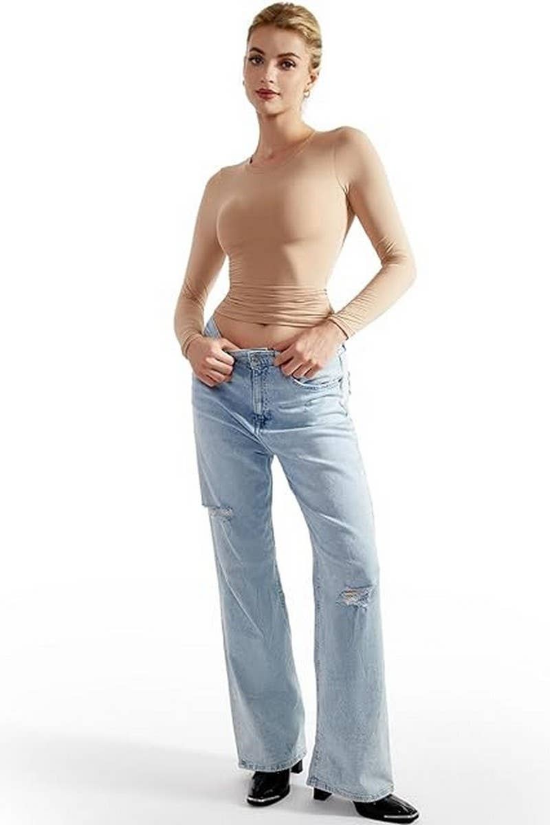 CWTBLL1193_SOLID COLOR SLIM FIT PULLOVER TOP