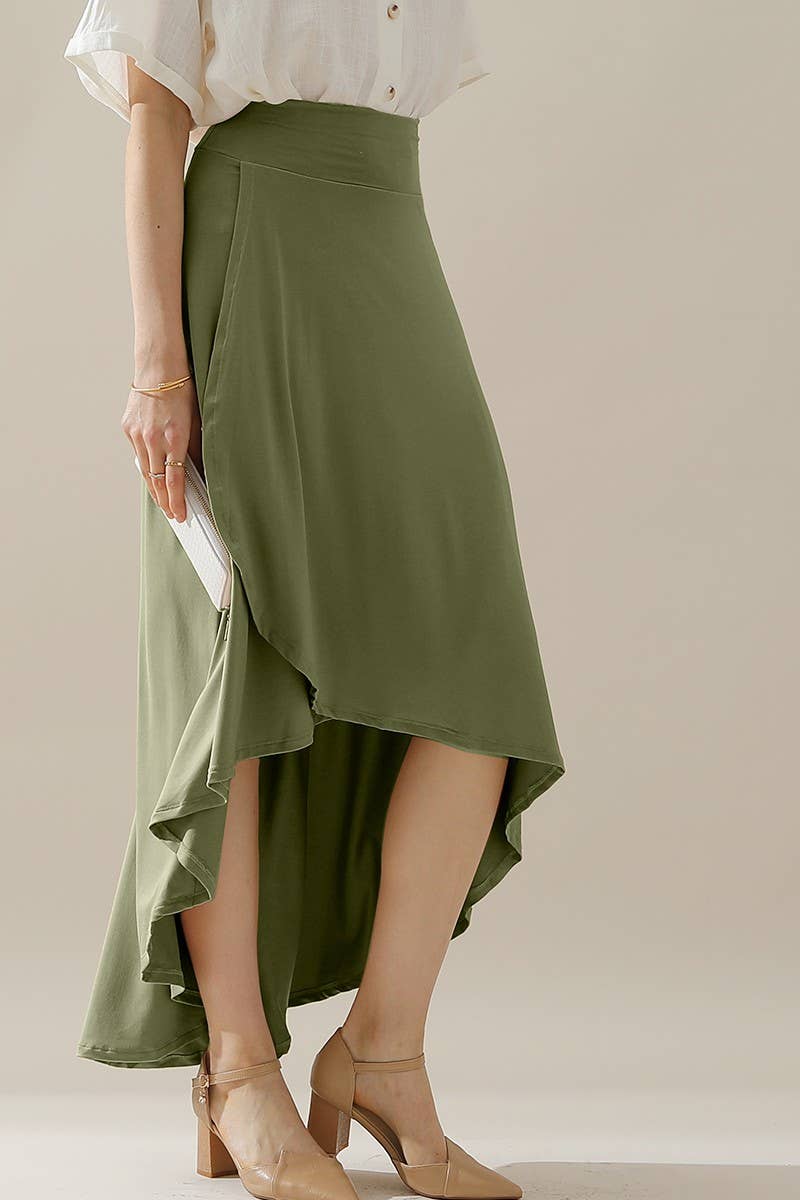 CWBLS127-P_PLUSSIZE OVERLAP HI-LOW MAXI SKIRT WITH FLARE HEM