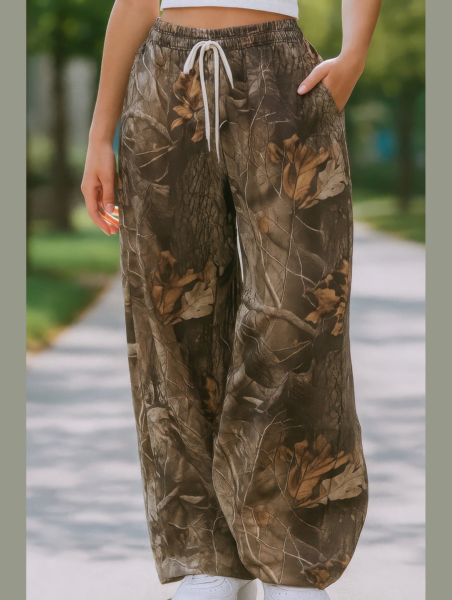 Stretch Waist Camo Print Pants ??Comfortable Cotton Blend Women's Pants